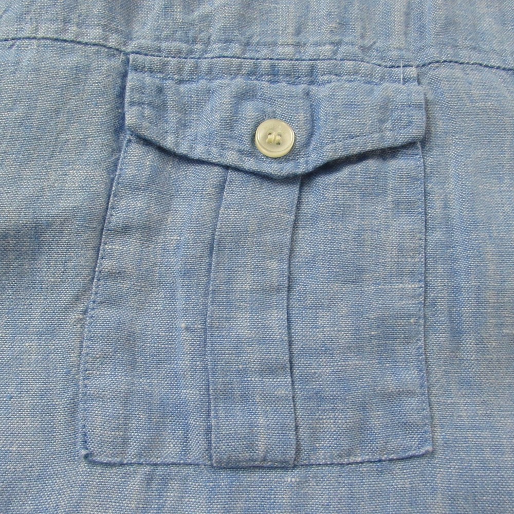 Murano Baird McNutt Linen‎ Shirt Mens Large Blue Slim Fit Long Roll Tab Sleeve - Picture 8 of 11